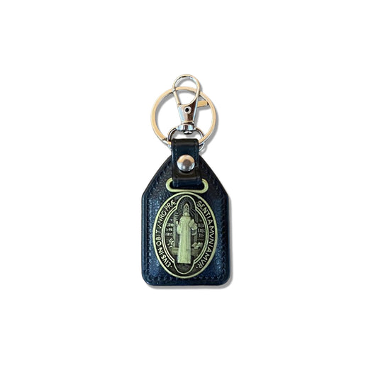 CHAVEIRO COURO COM MOSQUETE MEDALHA SÃO BENTO OURO VELHO ( 6 UNIDADES)