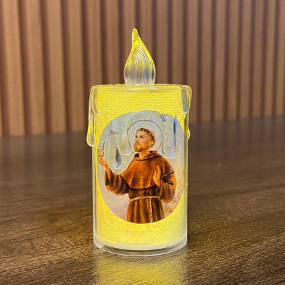 VELA ELETRÔNICA TRANSPARENTE SÃO FRANCISCO 08CM ( 3 UNIDADES)