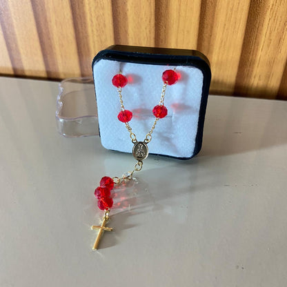 TERÇO GARGANTILHA CRISTAL VERMELHO 06MM  (3 UNIDADES)