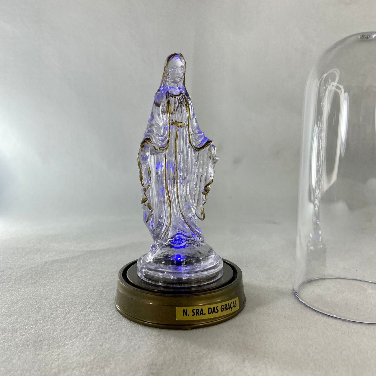 IMAGEM DE ACRÍLICO NOSSA SENHORA DAS GRAÇAS COM LED E REDOMA 13CM (1 UNIDADE)