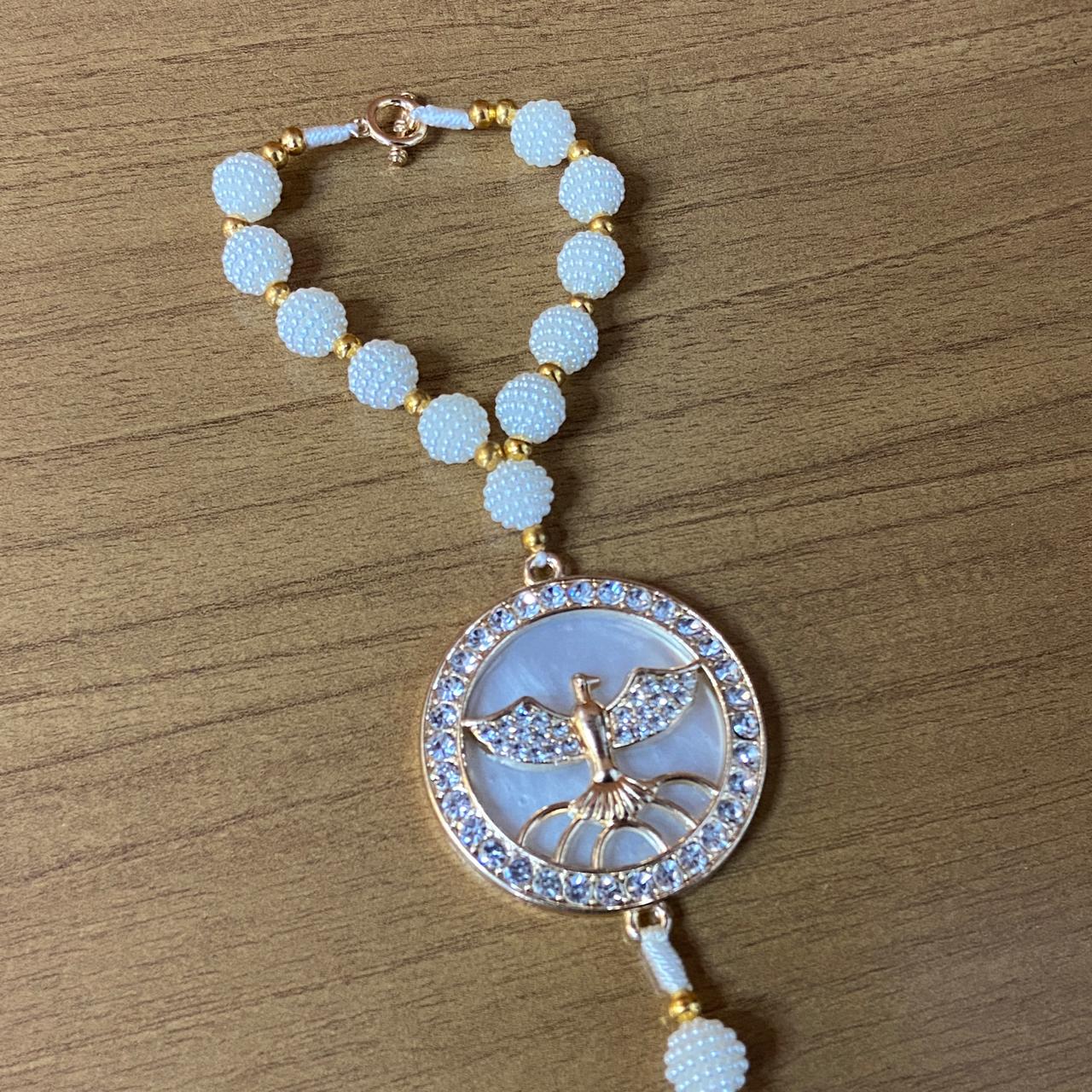 DEZENA PARA CARRO DIVINO ESPÍRITO SANTO AMORA BRANCA MOD2 10MM (3 UNIDADES)