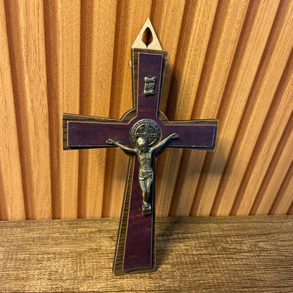 CRUCIFIXO MDF DE PAREDE MEDALHA SÃO BENTO 20CM (1 UNIDADE)
