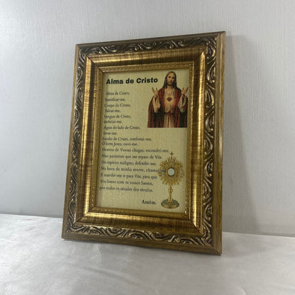 QUADRO COM MOLDURA RESINADO ORAÇÃO ALMA DE CRISTO  20,5X15,5 (1 UNIDADE)