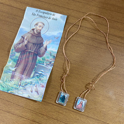 ESCAPULÁRIO CORDINHA SÃO FRANCISCO E SAGRADO CORAÇÃO DE JESUS (12 UNIDADES)