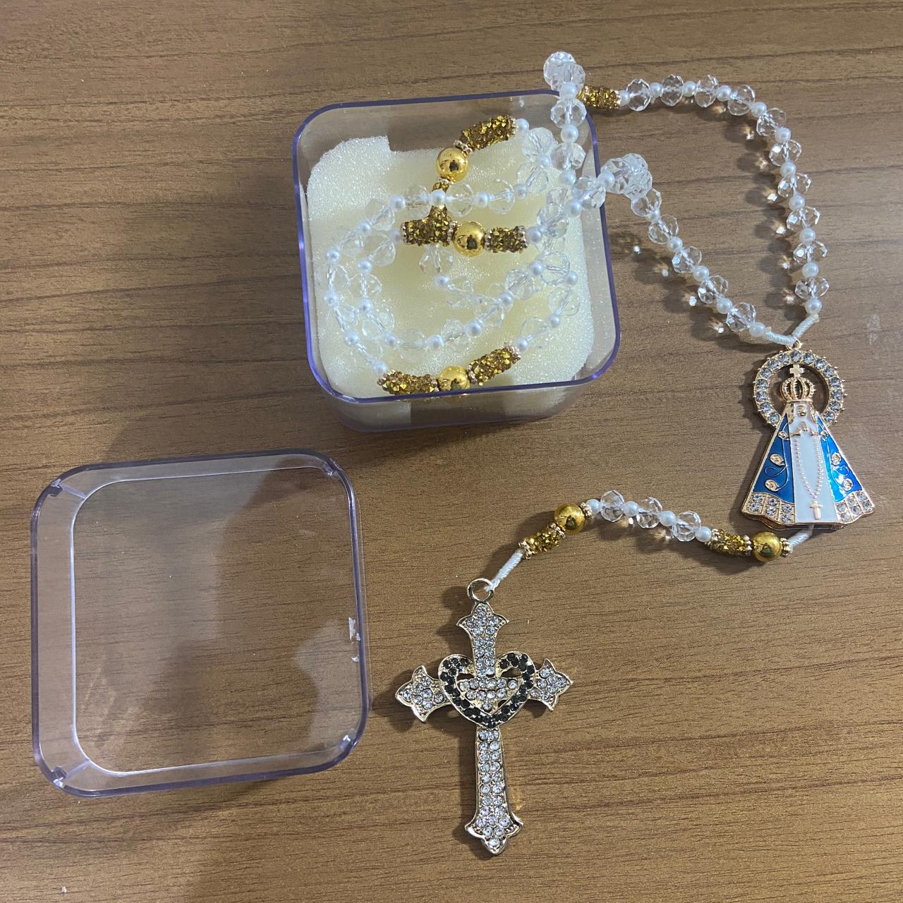 TERÇO DE NOIVA CRISTAL NOSSA SENHORA APARECIDA MOD1 10MM (1 UNIDADE)