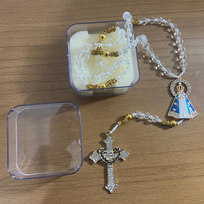 TERÇO DE NOIVA CRISTAL NOSSA SENHORA APARECIDA MOD1 10MM (1 UNIDADE)