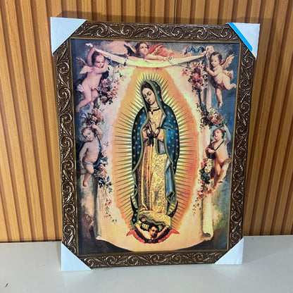 QUADRO COM MOLDURA RESINADO NOSSA SENHORA DE GUADALUPE 44CMX34CM (1 UNIDADE)