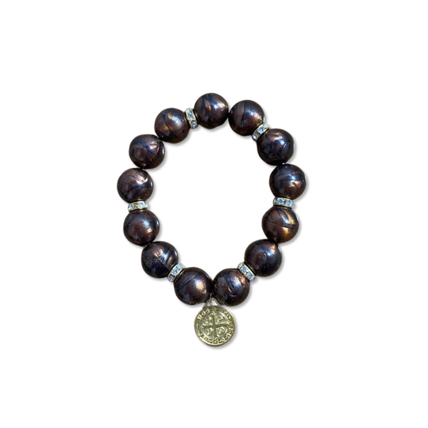 PULSEIRA PÉROLA MEDALHA DE SÃO BENTO 10MM MOD-1 (03 UNIDADES)