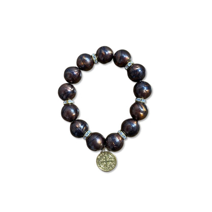 PULSEIRA PÉROLA MEDALHA DE SÃO BENTO 10MM MOD-1 (03 UNIDADES)