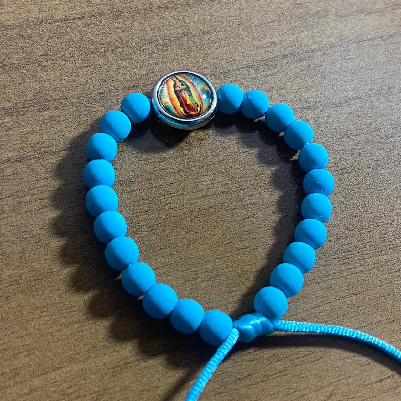 PULSEIRA EMBORRACHADA NOSSA SENHORA DE GUADALUPE AZUL REGULÁVEL (6 UNIDADES)