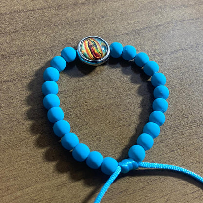 PULSEIRA EMBORRACHADA NOSSA SENHORA DE GUADALUPE AZUL REGULÁVEL (6 UNIDADES)