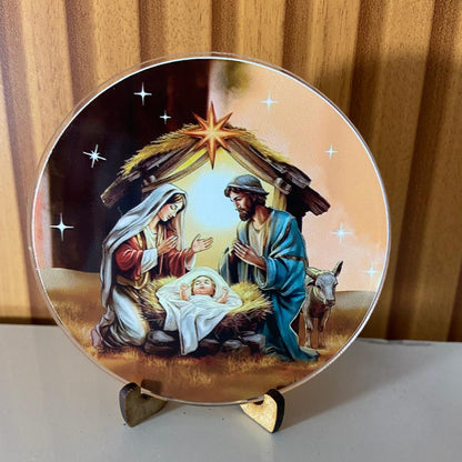 ADORNO DE MESA ACRÍLICO RESINADO PRESÉPIO MOD2 9,5CM (1 UNIDADE)