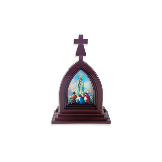 CAPELA ACRÍLICA G NOSSA SENHORA DE FÁTIMA MARROM 18X12CM (1 UNIDADE)