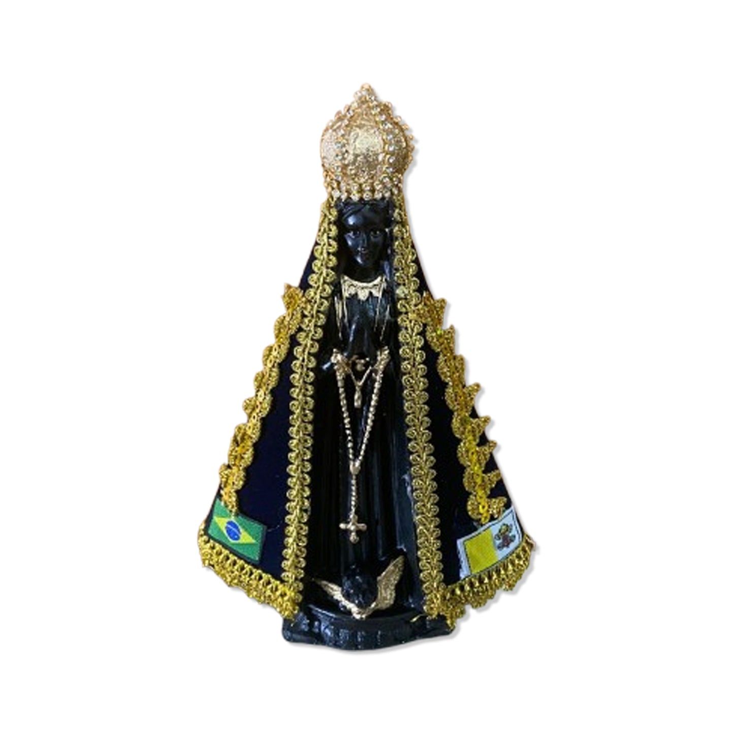 IMAGEM DE GESSO NOSSA SENHORA APARECIDA COM MANTO E STRASS 22CM (1 UNIDADE)
