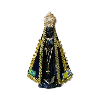 IMAGEM DE GESSO NOSSA SENHORA APARECIDA COM MANTO E STRASS 22CM (1 UNIDADE)