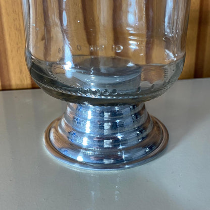 PORTA VELA DE VIDRO TRANSPARENTE COM PEDESTAL 13CM (1 UNIDADE)