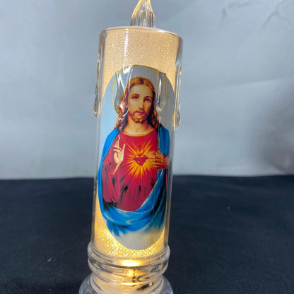 VELA ELETRÔNICA TRANSPARENTE SAGRADO CORAÇÃO DE JESUS 15CM (1 UNIDADE)