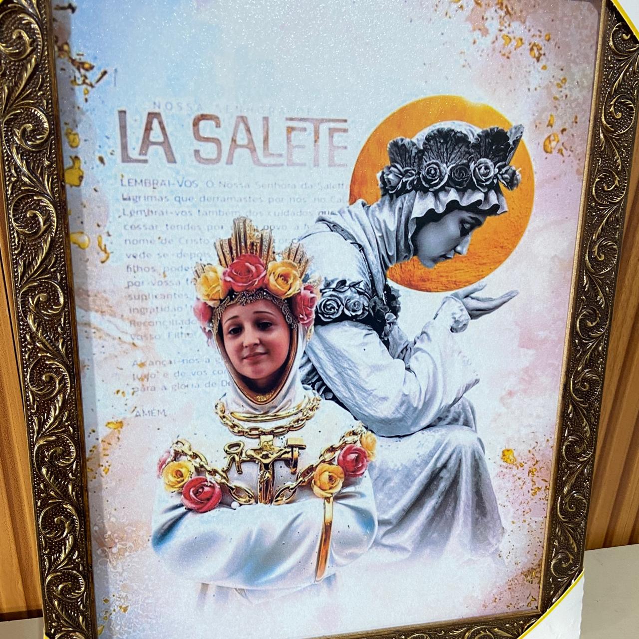 QUADRO COM MOLDURA RESINADO NOSSA SENHORA DE SALETTE 44CMX34CM (1 UNIDADE)