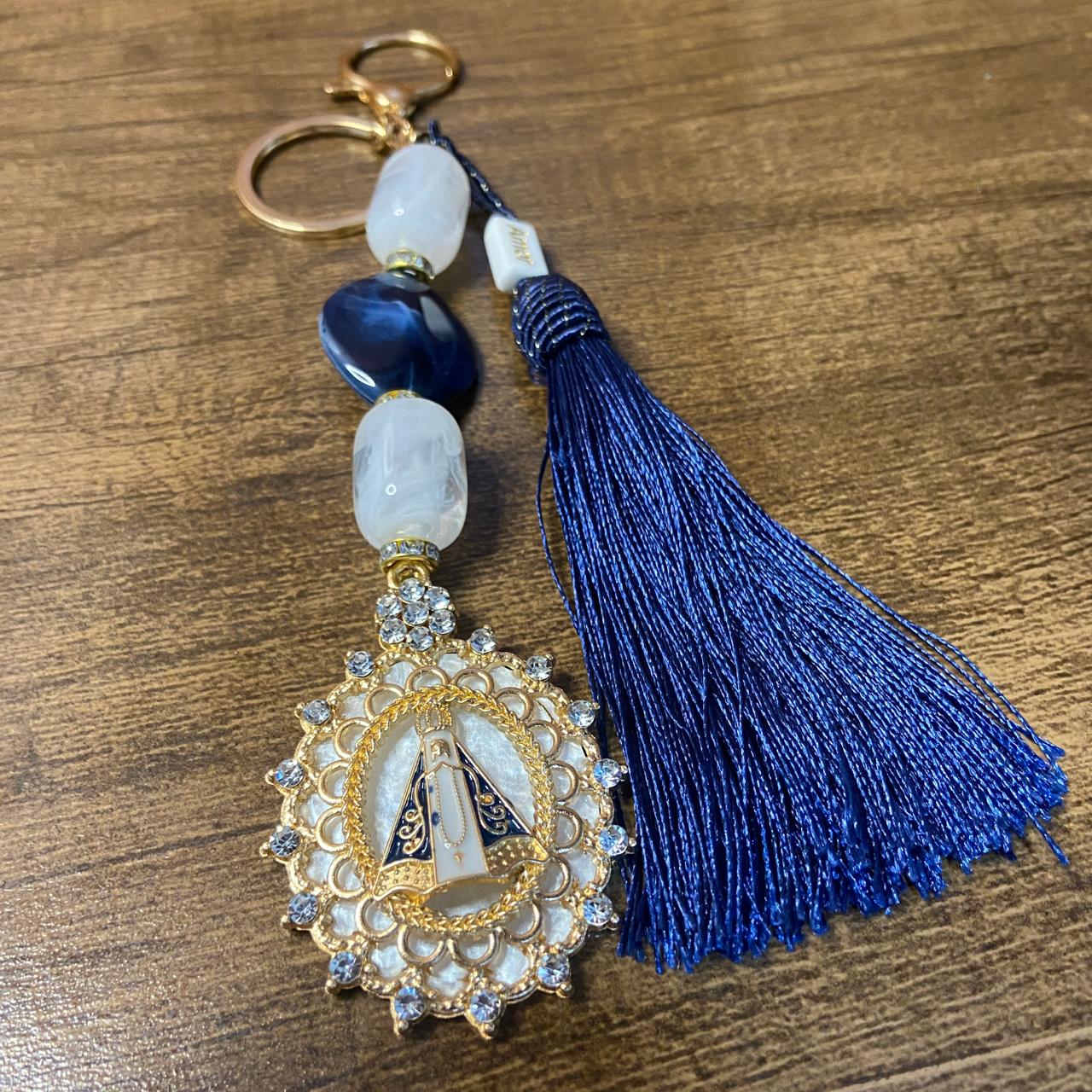 CHAVEIRO DE PEDRARIAS NOSSA SENHORA APARECIDA COM STRASS MOD3 (1 UNIDADE)
