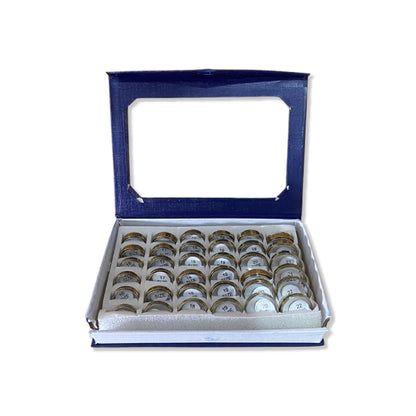 ANEL AÇO INOX COM DOURADO ORAÇÃO DO PAI NOSSO (36 UNIDADES)