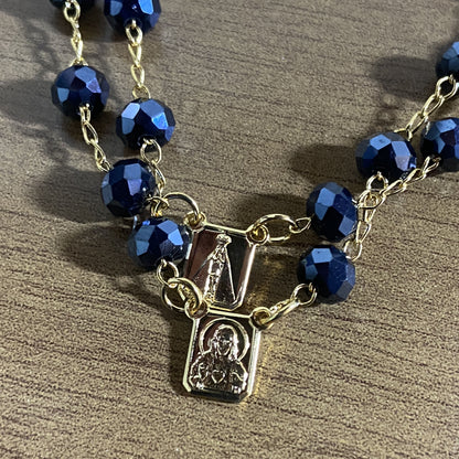PULSEIRA ESCAPULARIO CRISTAL AZUL PETRÓLEO (3 UNIDADES)