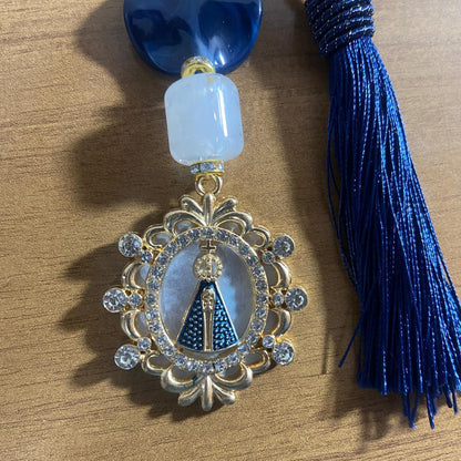 CHAVEIRO DE PEDRARIAS NOSSA SENHORA APARECIDA COM STRASS MOD2 (1 UNIDADE)