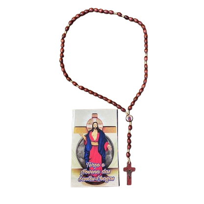 TERÇO DE MADEIRA SANTAS CHAGAS 8MM MOD3 (3 UNIDADES)