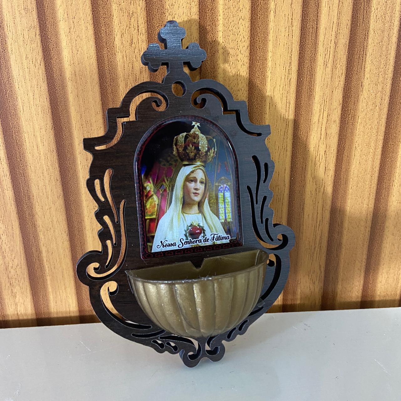 PORTA AGUA BENTA MDF NOSSA SENHORA DE FÁTIMA 16CM (1 UNIDADE)