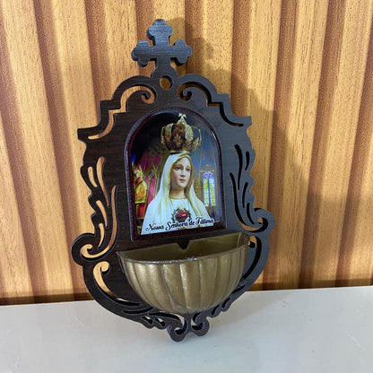 PORTA AGUA BENTA MDF NOSSA SENHORA DE FÁTIMA 16CM (1 UNIDADE)