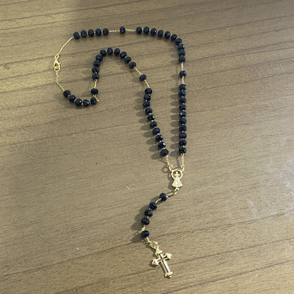 CORRENTE TERÇO CRISTAL NOSSA SENHORA APARECIDA PRETO 04MM  (1 UNIDADE)