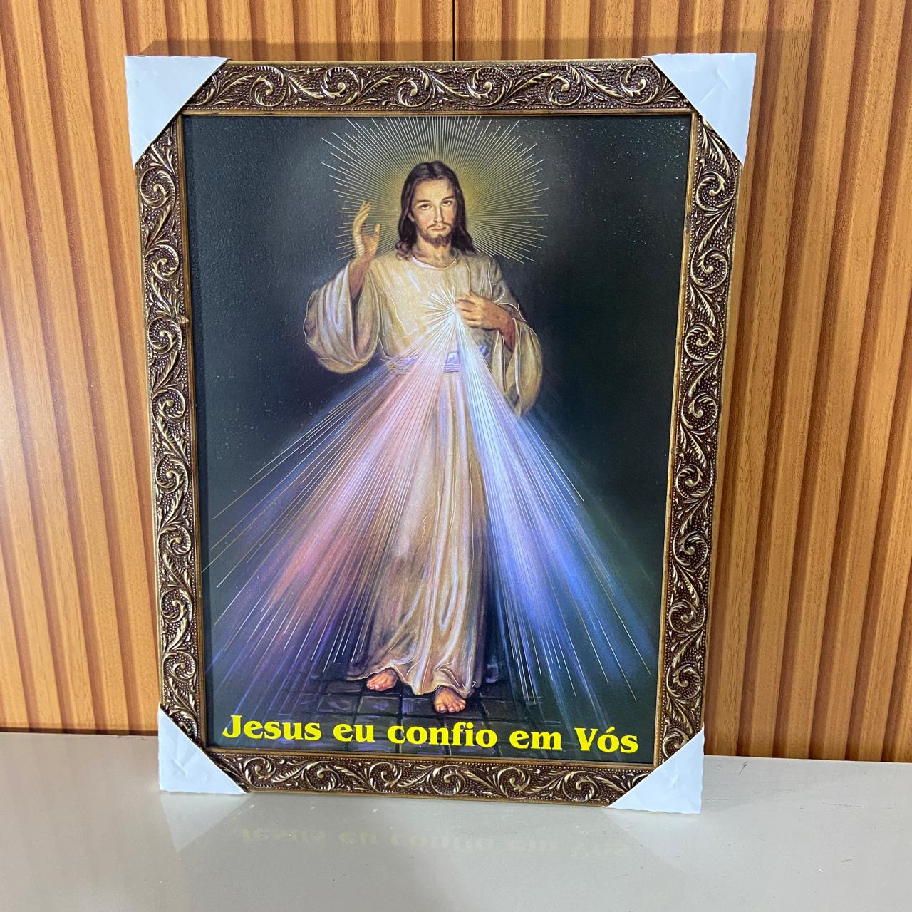 QUADRO COM MOLDURA RESINADO JESUS MISERICORDIOSO 44CMX34CM (1 UNIDADE)