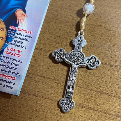 TERÇO ACRÍLICO AZUL COM FECHO NOSSA SENHORA DAS GRAÇAS 08MM (1 UNIDADE)