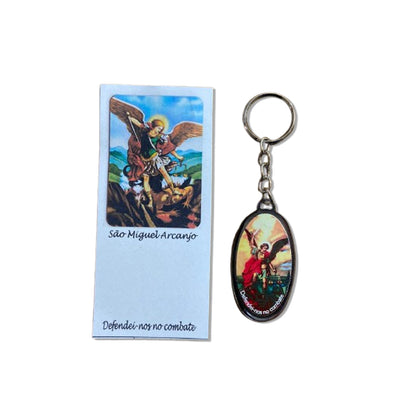 CHAVEIRO METAL OVAL RESINADO SÃO MIGUEL ARCANJO (6 UNIDADES)