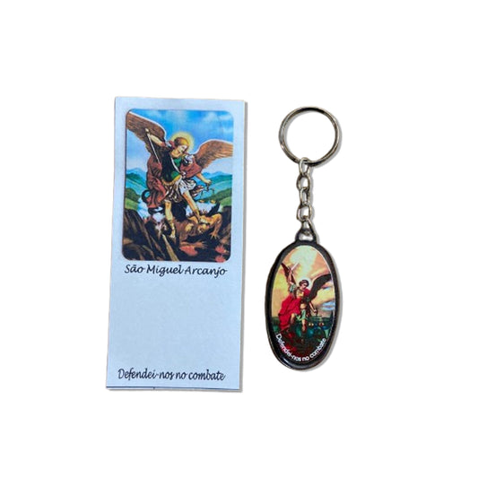 CHAVEIRO METAL OVAL RESINADO SÃO MIGUEL ARCANJO (6 UNIDADES)
