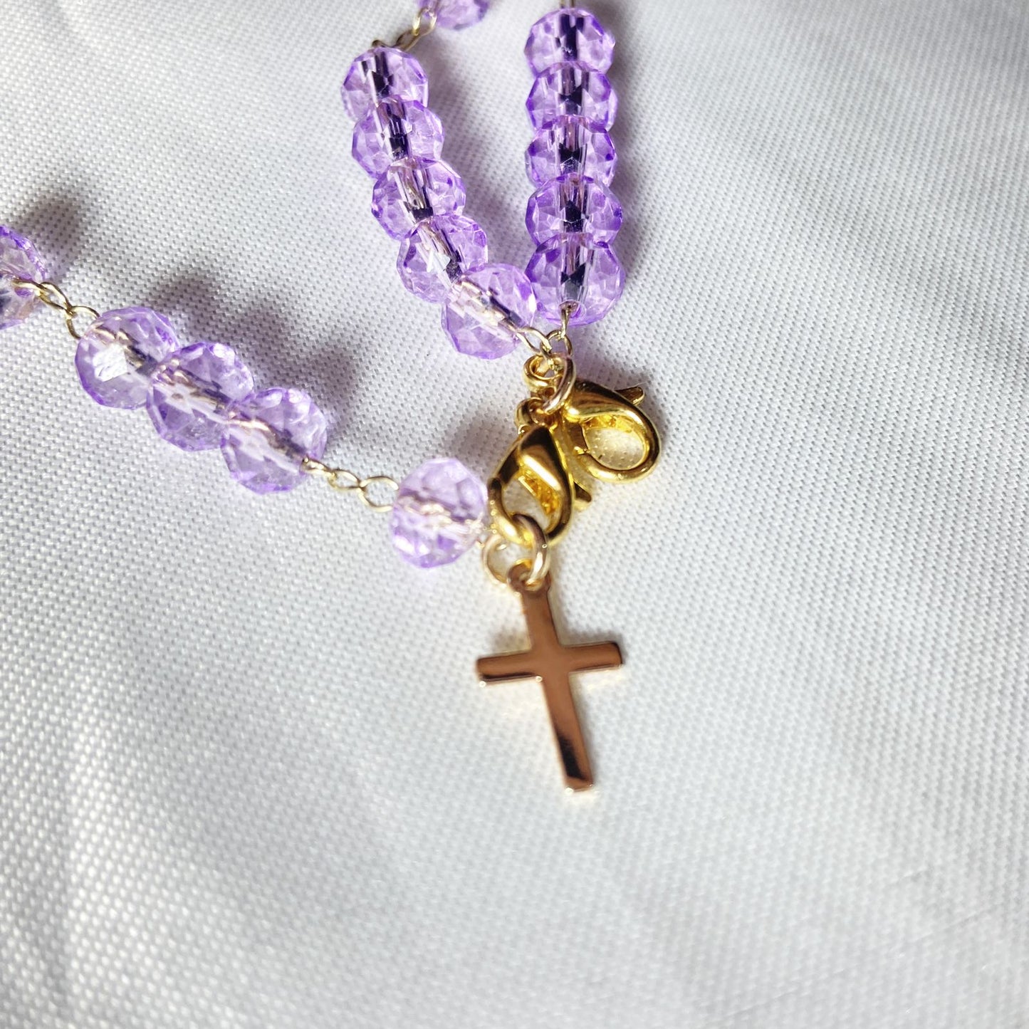 TERÇO PULSEIRA CRISTAL LILÁS  (3 UNIDADES)