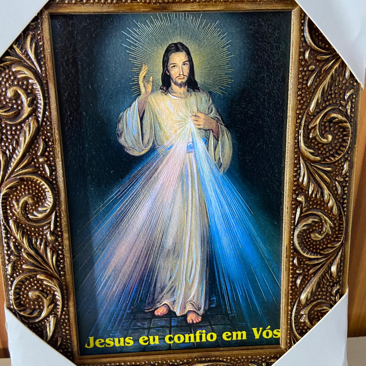 QUADRO COM MOLDURA RESINADO JESUS MISERICORDIOSO  20,5X15,5 (1 UNIDADE)