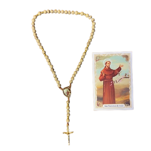 TERÇO PÉROLA MARROM  SÃO FRANCISCO 6MM (1 UNIDADE)