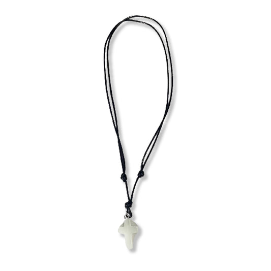 CORDÃO ENCERADO REGULÁVEL CRUZ DE VIDRO FLUORESCENTE (6 UNIDADES)