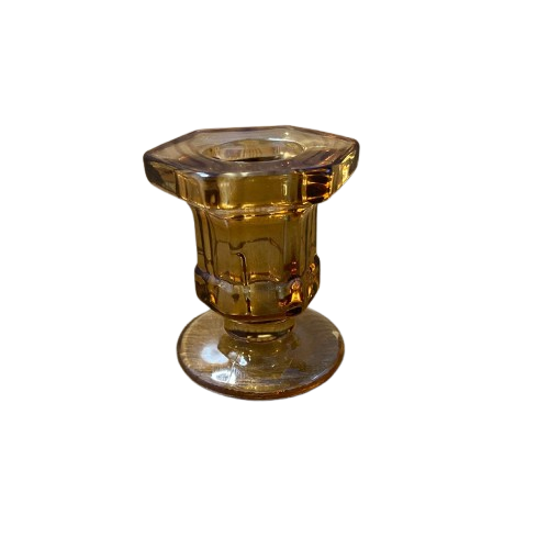 CASTIÇAL DE VIDRO CARAMELO 5,8CM (1 UNIDADE)