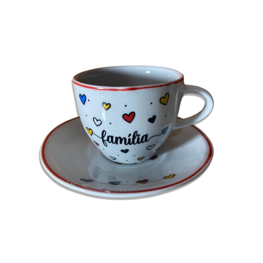 XÍCARA COM PIRES FAMÍLIA MOD2 200ML (1 UNIDADE)