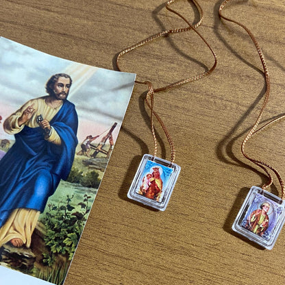 ESCAPULÁRIO CORDINHA NOSSA SENHORA DO CARMO E SÃO PEDRO (12 UNIDADES)