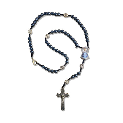 TERÇO DE HEMATITA NOSSA SENHORA APARECIDA 7 MEDALHAS 8MM (1 UNIDADE)