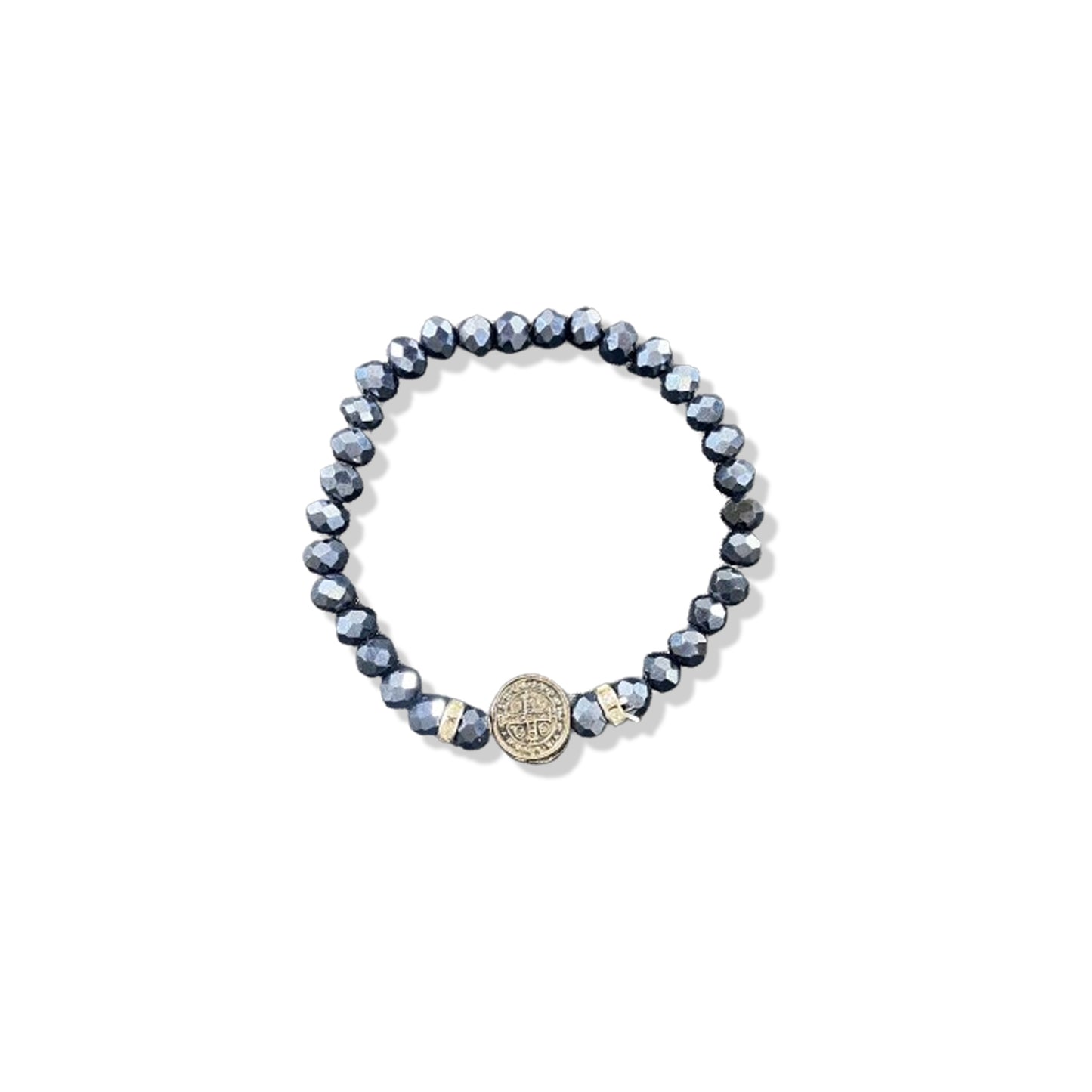 PULSEIRA CRISTAL MEDALHA SÃO BENTO GRAFITE (06 UNIDADES)