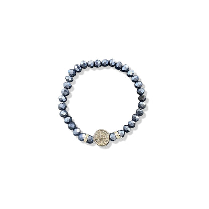 PULSEIRA CRISTAL MEDALHA SÃO BENTO GRAFITE (06 UNIDADES)