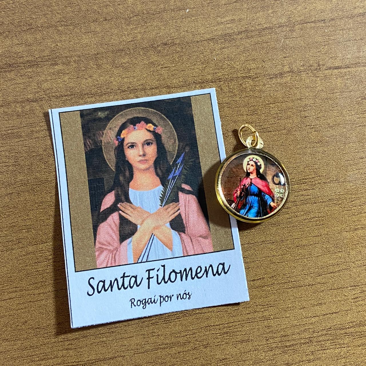 MEDALHA DUPLA FACE SANTA FILOMENA (12 UNIDADES)