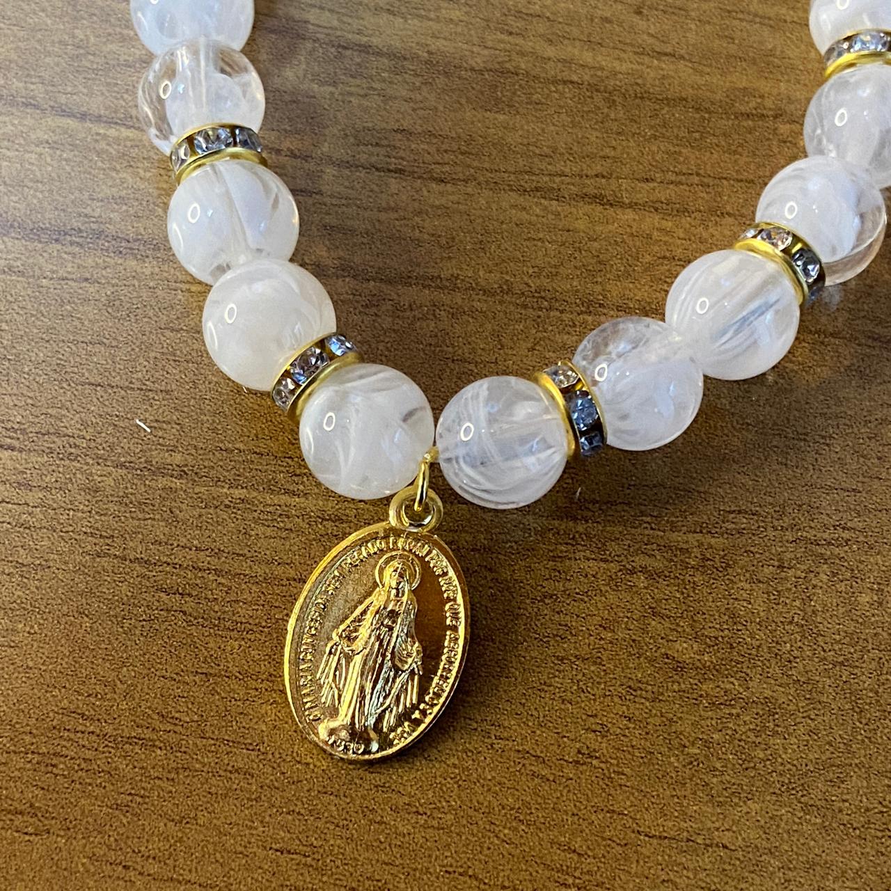 PULSEIRA PÉROLA NOSSA SENHORA DAS GRAÇAS 08MM MOD-1 (03 UNIDADES)