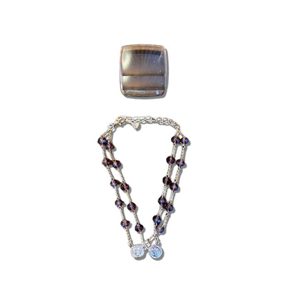PULSEIRA ESCAPULÁRIO CRISTAL VINHO TRANSPARENTE MEDALHA SÃO BENTO  (3 UNIDADES)