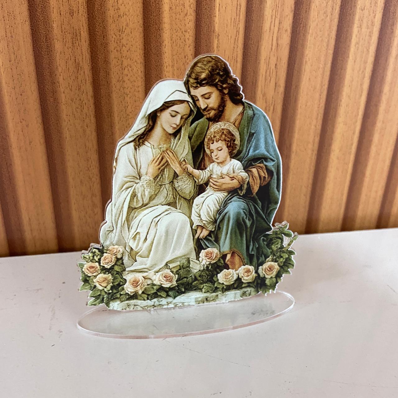 ADORNO DE MESA ACRÍLICO RESINADO SAGRADA FAMÍLIA 10,5CM (1 UNIDADE)