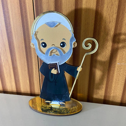 IMAGEM MDF INFANTIL SÃO BENTO COM ACRÍLICO 12CM (1 UNIDADE)