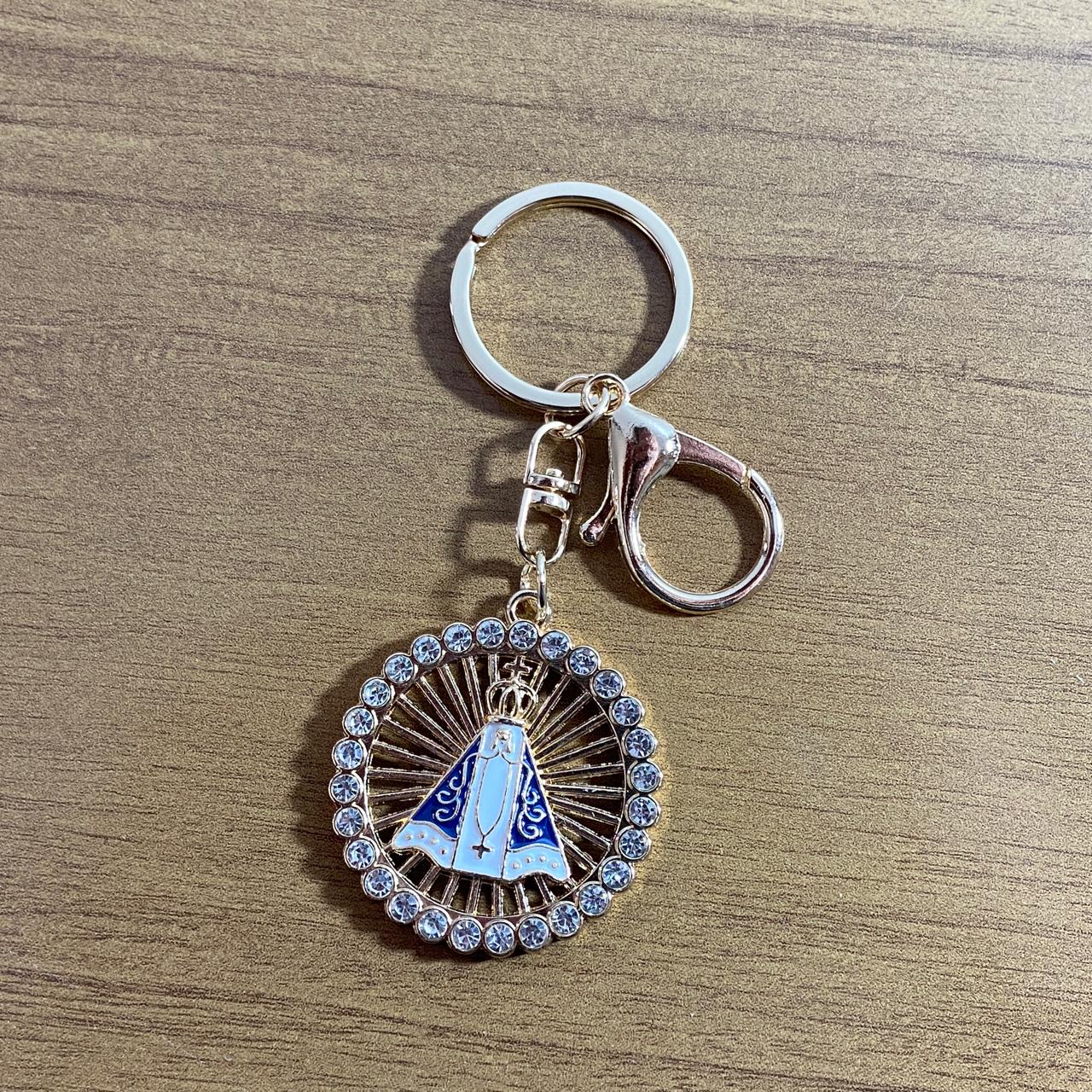 CHAVEIRO LUXO NOSSA SENHORA APARECIDA COM STRASS MOD7 (6 UNIDADES)